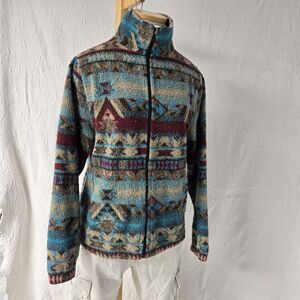 Bear Ridge Outfitters Teddy Fleece Jacket Women Large Indigenous Aztec Western
